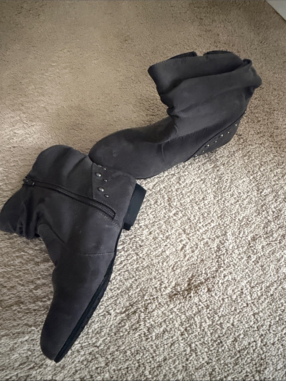 Kohl's Black Slouchy Ankle Booties with Stud Accents